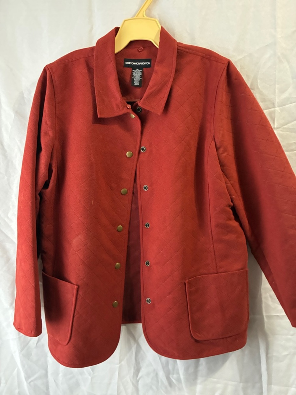 Norton McNaughton Brick Red Quilted Snap-Front Utility Jacket